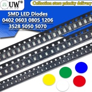 GD 100pcs 0402 0603 0805 1206 1210 smd led Red Yellow Green White Blue light emitting diode Clear LE