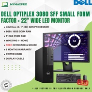 【READY STOCK】PC SET - 10th GEN PC Dell Optiplex 3080 SFF + 22" WIDE MONITOR (Home Use, Student, Offi