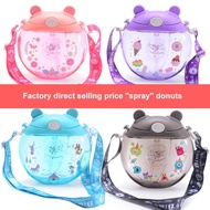 【Hot Selling】Plastic Water Bottle Children's Cartoon Water Bottle 500ml Creative Donut Straw Water B