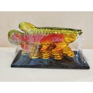 Lucky fish Arowana statue resin gold home decorations good fortune