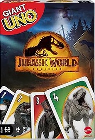 Giant UNO Jurassic World Dominion Card Game with Oversized Movie-Themed Cards, 2 to 10 Players, Gift