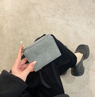 Ví nữ ví da nữ bóp tiền nữ da sần ví ngắn dạng gập dây khóa kéo phong cách retro cho nữ - Life Style