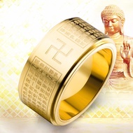 Cincin Tulisan Mantra China Swastika Bisa Diputar / Cincin Om Mani Padme Hum Stainless Steel PREMIUM