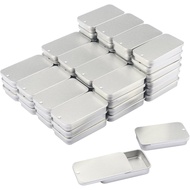 Biugaaufai 60 Pack Silver Mini Rectangular Metal Tins Boxes with Sliding lids, Small Empty Slide Top