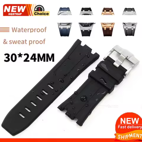 30mm Sport Silicone Watch Strap for Audemars Piguet Royal Oak Watch for Men Waterproof Watchband Rub