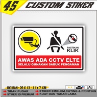 Sign Stickers Beware Use Safety Belt / Beware of Cctv Elte