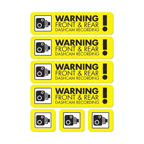 Pack of 7 ash Cam Recording Stickers CCTV In Car Video Camera Decal Sticker PRINTED 13cmX3.5cm PVC K