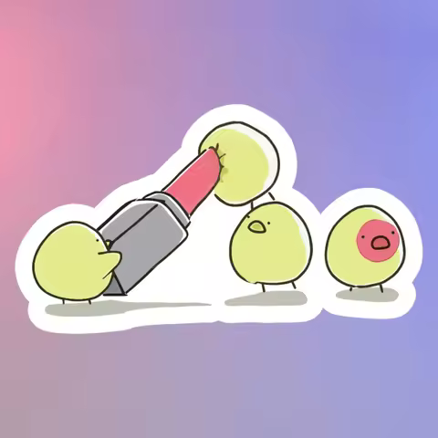 Cute Yellow Duck Lipstick Fun Cartoon Emoji Stickers, Cute Animals, Removable Stickers