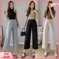 Korean Women High Waist Cotton &amp; Linen Long Pants Loose Cropped Pants OL Clothing