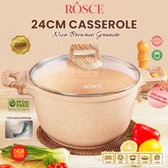 ROSCE Casserole 24Cm soup pot dutch oven granite marble Glass Lid & Steamer