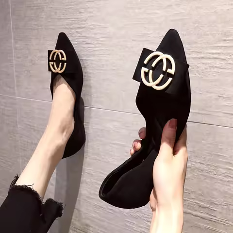 Flat Women's 2023 New Pointed Toe Soft Women's Shoes Casual Black Work Shoes loafers women Women Big