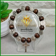 ST. BENEDICT WOODEN ROSARY BRACELET
