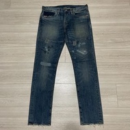 LEVI'S LEVIs 04511-1665 W34 L34 藍刷色破壞合身窄版牛仔褲 522 511 519
