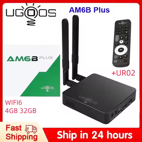 Ugoos AM6B Plus WIFI6 Smart TV BOX Amlogic S922X-J 2.2GHZ Android 9 4GB RAM 32GB ROM 4K Media Player