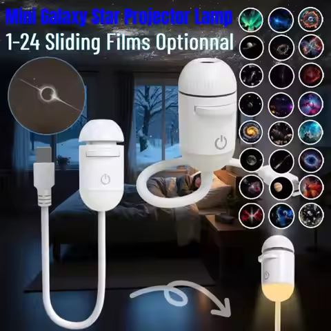 2-in-1 Mini Galaxy Projector Night Light USB Starry Sky Night Light Projector with 360° Rotating Des