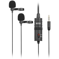 BOYA BY-M1DM Dual Lavalier Universal Microphone with a Single 1/8 Stereo Connector for Smartphones DSLR Camears Camcorde