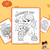 Set of 49/25/10 coloring pages, Mother's day themed coloring pages, 160gsm thick A4, A5 paper MD969D
