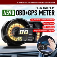 A590 OBD METER OBD2 Speedometer GPS ALARM Display Car HUD Full Lcd MYVI ALZA AXIA BEZZA WIRA VDO