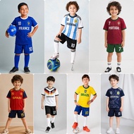 Children's Football Jersey Set 1-14 Years Old Argentina Brazil France Portugal Spain Football Jersey