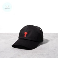 AMI PARIS Red ami de coeur embroidered logo cap Black Red