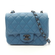 香奈兒 (CHANEL) 迷你絎縫鏈條斜背包 A35200 藍色皮革 二手 CC