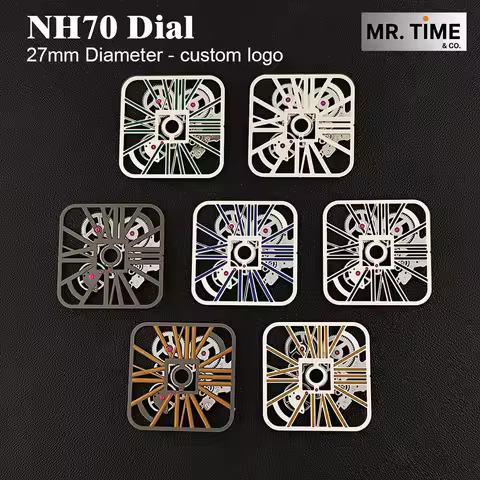 NH70 dial 27mm hollow dial men's watch dial square dial custom logo suitable for NH70 movement watch