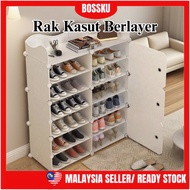 Bossku Shoe Rack Storage Organizer Shoe Cabinet Shoe Rack Rak Kasut Bertutup Almari Kasut Plastik 鞋架