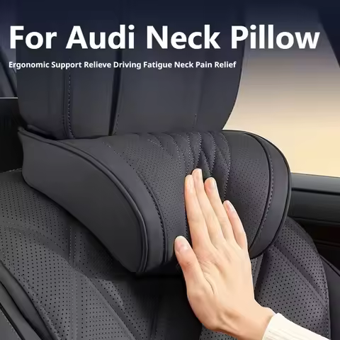 Car Headrest Pillow 2 Pcs Nappa Leather For AUDI 8Y A3 B9 A4 F5 A5 C8 A6 D5 A8 F3 Q3 FY Q5 4M Q7 GE 