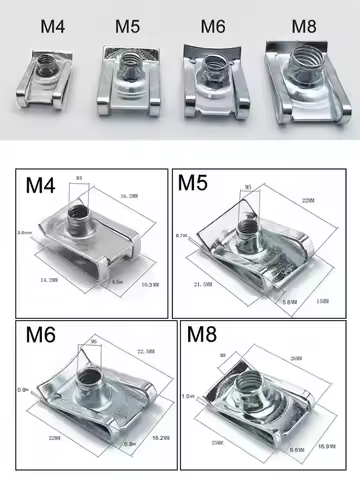 10pcs U Type Clips with Thread M6 M5 M4 M8 8mm 5mm 6mm 4mm Reed Nuts for Car Motorcycle Scooter ATV 
