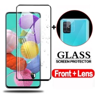 2-in-1 Samsung Galaxy A51 A11 A21 A31 A41 A71 M31 M21 A20S A10S A50 A50S A30S A10 A20 A30 Note 8 9 A8 2018 9D Full Coverage Tempered Glass Screen Protector Camera Len Film Glass