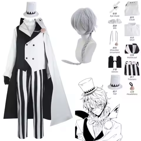 Anime Bungou Stray Dogs Season 4 Nikolai Gogol Cosplay Men's Full Set Uniform Cloak Wig Accessories 