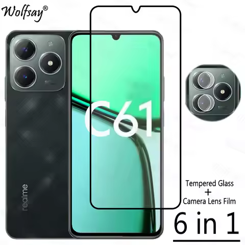 Full Cover Glue Tempered Glass For Realme C61 Screen Protector For Realme C61 Global Camera Glass Fo