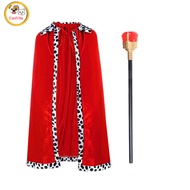 Children King Cosplays Red Cloak Soft Dress Up Kid King Cape Halloween Party King Robe Costume For B