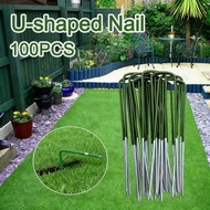 100PCS Galvanized U Pin Artificial Grass Weedmat Lawn Metal Nails Mesh Pad U Nails Paku Rumput