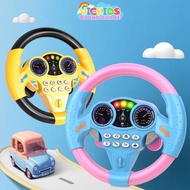Car steering wheel toy plays music, compact 20cm design for children to practice driving, has conven