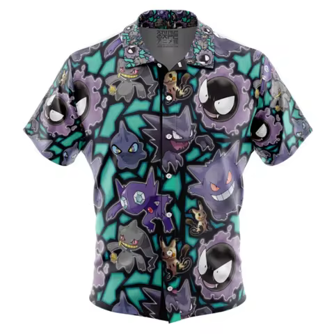Ghost Type Pokemon Pokemon Button Up Hawaiian Shirt Leisure Dry Quickly Men's Shirt Kid's Clothing T
