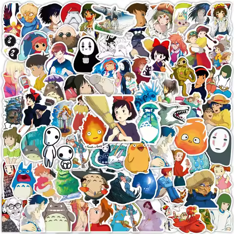100Pcs Cartoon Bright Ghibli Hayao Miyazaki Stickers Totoro Decals For Phone Laptop Suitcase Noteboo
