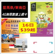 歐美多國&泰國&東南亞（多種2023新出） 4G 無限數據 上網卡 SIM卡 電話卡- AGSshop