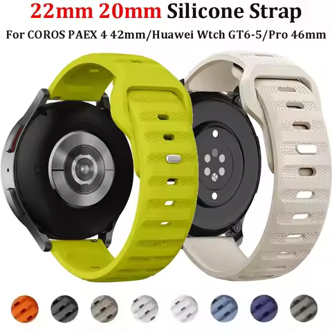 22mm 20mm Silicone Strap For Huawei Watch GT6-5/Pro 46mm Breathable Band For COROS PACE 3/PACE 3 CMF
