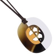 二手愛馬仕 Remix Fidelift 項鍊，棕色/白色水牛角材質，約 20 克，女士款。