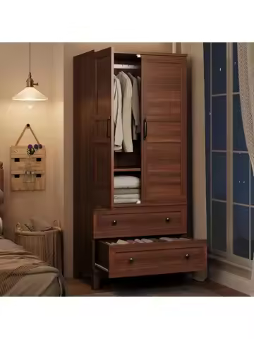 Armoire Wardrobe Closet with 2 Drawers,72 in Wooden Wardrobe Cabinet with Hanging Rod, Tall Clothing