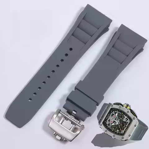 New 25mm Red Black Green Gray Blue Yellow Orange Rubber Watchband For Richard Mille strap for RM011 