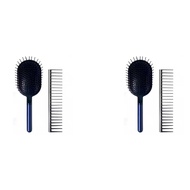 2X Comb+Wide Tooth Comb Detangling Scalp Massage Hairbrush for Massage Sharon Brush Portable Blue