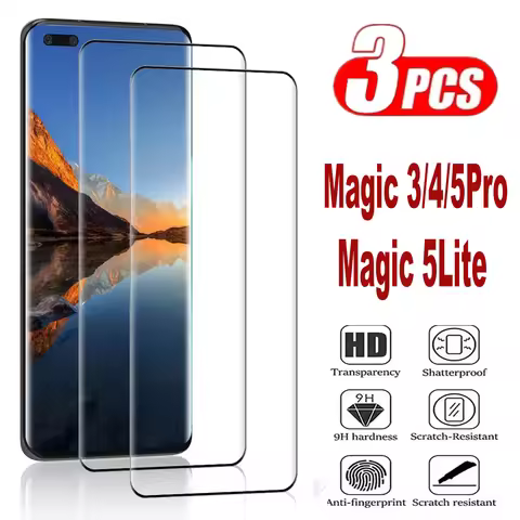 3PCS 9H Curved Four Sides Glue Tempered Glass For Huawei Honor Magic 5 6 7 Lite/Magic 5 6 7 Pro HD S