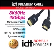 IDT HDMI 8K Cable Pure Copper Gold Plated Ultra High Speed HDMI 2.1 Cable  Support 10K