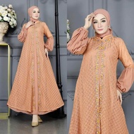 SIGAWA-(COD) Gamis Sherra Rosella Gown Warna MOCCA Bahan Ceruty Baby Doll