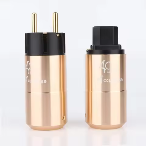Accuphase 40th AU/US/EU Gold plated Schuko Plug IEC Connector Amplifier CD DVD Player AC Power Cord 