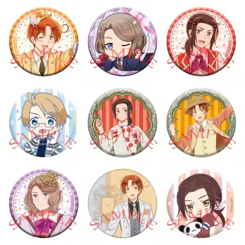 Anime Hetalia World Stars Cosplay Cartoon Badge Handmade Round Brooch Exquisit Enamel Lapel Pins Hat