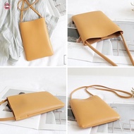 LSJ Korean Retro Women Phone Bag Fashion Simple Soft Leather Handphone Bag Casual Wallet Woman Shoulder Sling Bag
