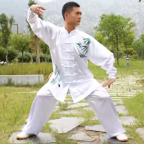 USHINE HX11 white black yellow Tai Chi performance clothing long-sleeve KungFu uniform Wushu TaiChi 